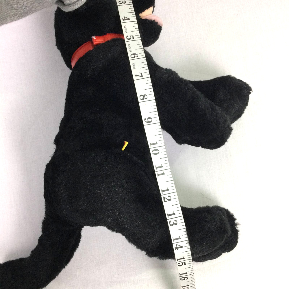 Build a Bear Workshop Black Red Leash 15" Plush Dog - Picture 8 of 9